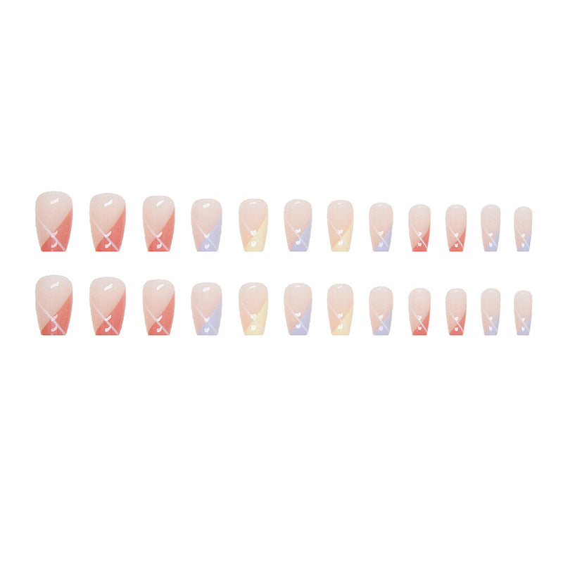 N-120 - Basic Color Mixed  - Press On Nail Set Of 24 - Free 24 Pcs Sticker Sheet Included