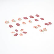 N-130 - Morandi Pink &Flowers - Press On Nail Set - Free 24 Pcs Sticker Sheet Included   Of 24