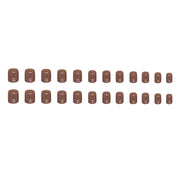 N-108 - Cinnamon Brown - Press On Nail Set Of 24  - Free 24 Pcs Sticker Sheet Included