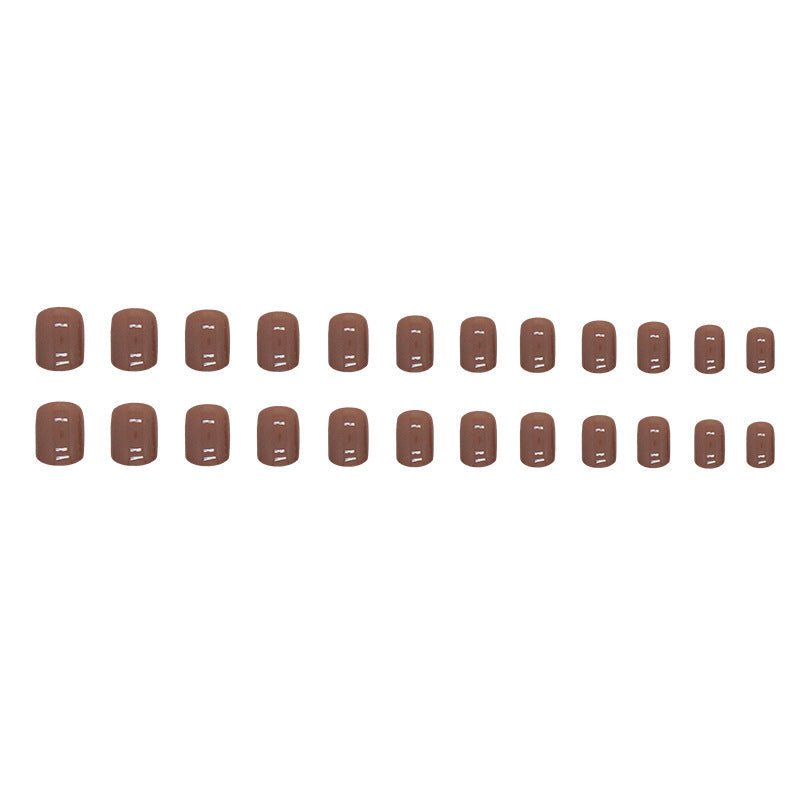 N-108 - Cinnamon Brown - Press On Nail Set Of 24  - Free 24 Pcs Sticker Sheet Included