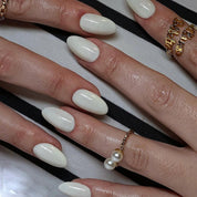 N-103 - Off White  - Press On Nail Set Of 24 - Free 24 Pcs Sticker Sheet Included