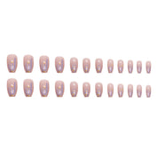 N-116 - Sparkle Pink - Press On Nail Set Of 24 - Free 24 Pcs Sticker Sheet Included