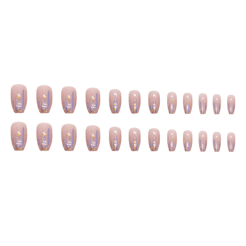N-116 - Sparkle Pink - Press On Nail Set Of 24 - Free 24 Pcs Sticker Sheet Included