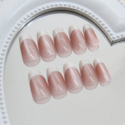 N-141 - Salmon Pink - Press On Nail Set Of 24 - Free 24 Pcs Sticker Sheet Included