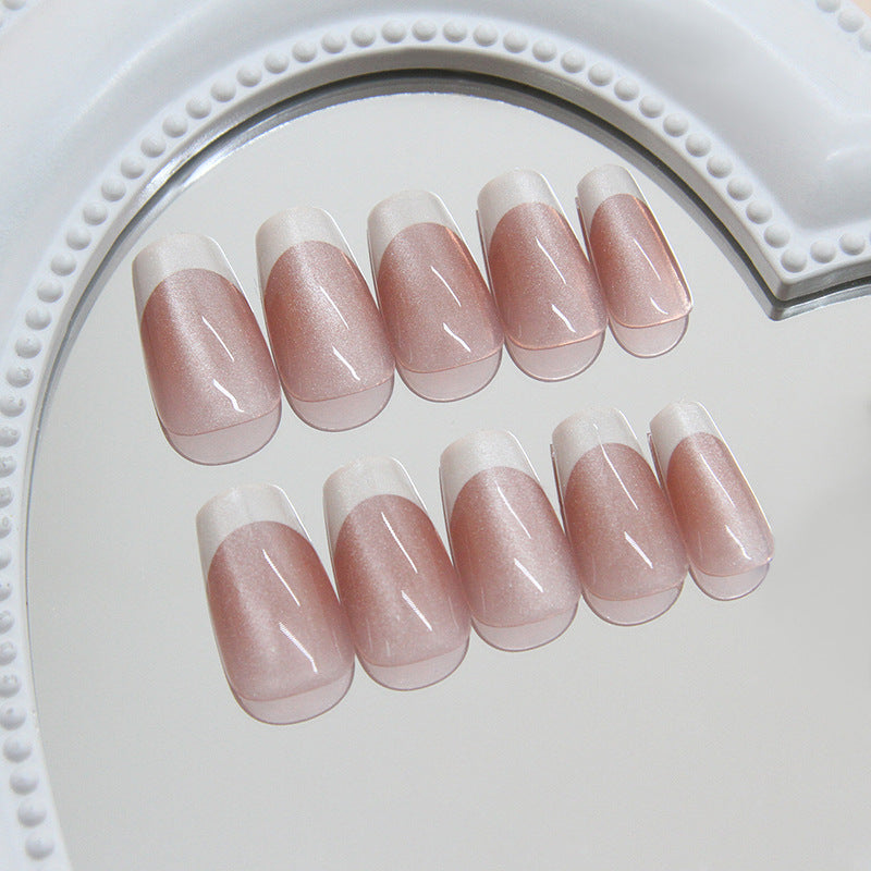 N-141 - Salmon Pink - Press On Nail Set Of 24 - Free 24 Pcs Sticker Sheet Included