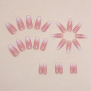 N-145 - Pink Shade - Press On Nail Set Of 24 - Free 24 Pcs Sticker Sheet Included