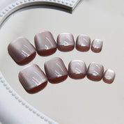 N-139 - Shiny Macaron Pink - Toenail Set Of 24 - Free 24 Pcs Sticker Sheet Included