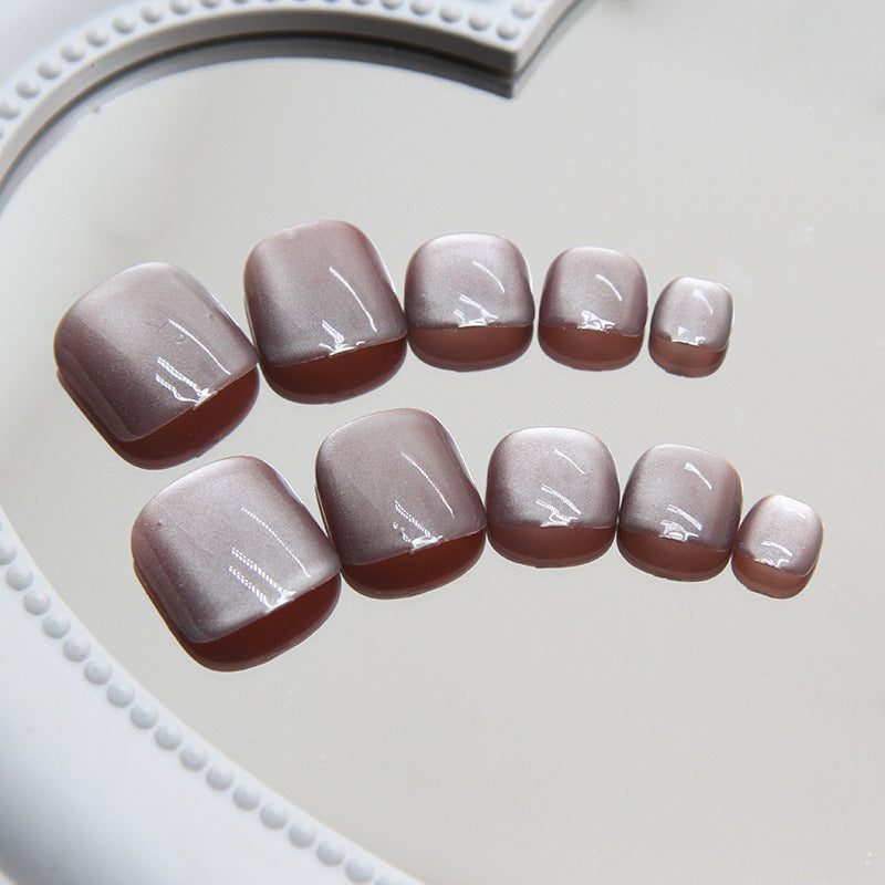N-139 - Shiny Macaron Pink - Toenail Set Of 24 - Free 24 Pcs Sticker Sheet Included