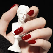 N-128 - Deep maroon   - Press On Nail Set Of 24 - Free 24 Pcs Sticker Sheet Included