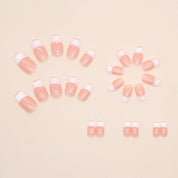 N-112 - Shiny Blush Pink - Press On Nail Set Of 24 - Free 24 Pcs Sticker Sheet Included