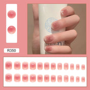 N-135 - Shiny Rose Pink - Press On Nail Set Of 24 - Free 24 Pcs Sticker Sheet Included