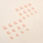 N-122 - Sparkle Stars Pink - Press On Nail Set Of 24 - Free 24 Pcs Sticker Sheet Included