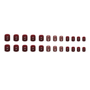 N-115 - Glittery Maroon  - Press On Nail Set Of 24 - Free 24 Pcs Sticker Sheet Included
