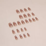 N-146 - Shiny White Salmon Pink Shade - Press On Nail Set Of 24 - Free 24 Pcs Sticker Sheet Included