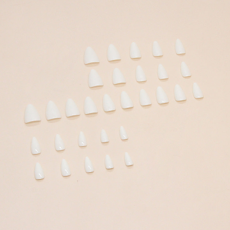 N-103 - Off White  - Press On Nail Set Of 24 - Free 24 Pcs Sticker Sheet Included
