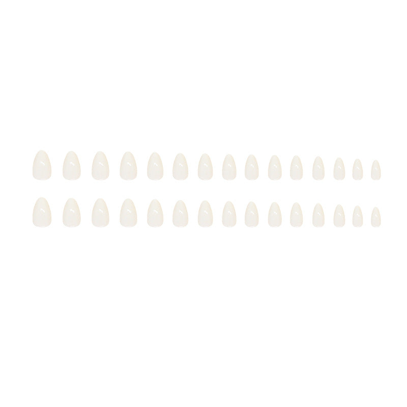 N-103 - Off White  - Press On Nail Set Of 24 - Free 24 Pcs Sticker Sheet Included