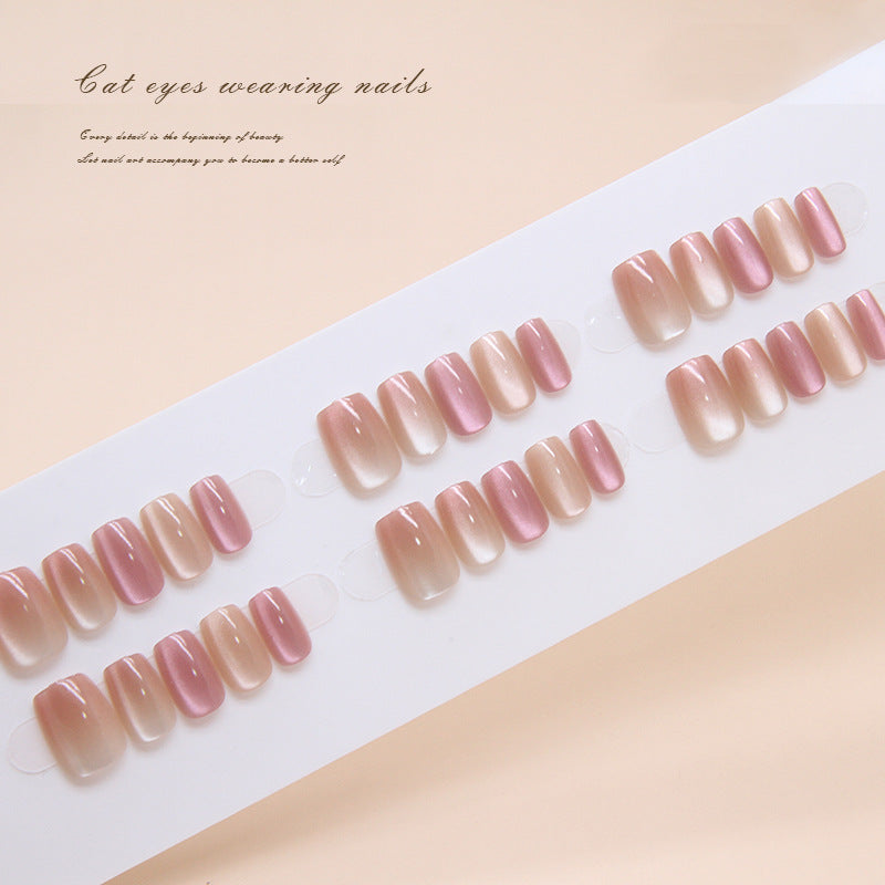 N-125 - Shiny Pink Shades - Press On Nail Set Of 24 - Free 24 Pcs Sticker Sheet Included