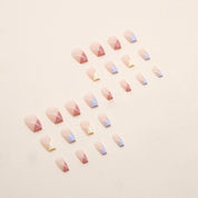 N-120 - Basic Color Mixed  - Press On Nail Set Of 24 - Free 24 Pcs Sticker Sheet Included