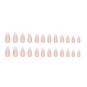 N-138 - Pink & White - Press On Nail Set Of 24 - Free 24 Pcs Sticker Sheet Included