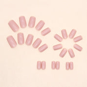 N-147 - Pink  - Press On Nail Set Of 24 - Free 24 Pcs Sticker Sheet Included