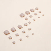 N-131 - Silver Sparkle & Pink - Toenail Set Of 24 - Free 24 Pcs Sticker Sheet Included