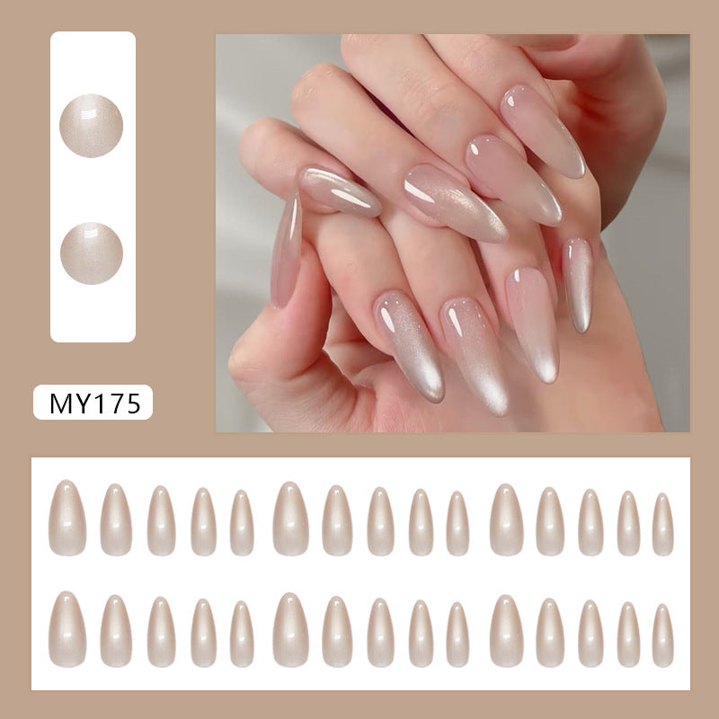 N-136 - Shiny Pink Long - Press On Nail Set Of 24 - Free 24 Pcs Sticker Sheet Included