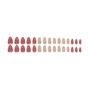 N-126 - Florals & Primrose Pink - Press On Nail Set Of 24 - Free 24 Pcs Sticker Sheet Included