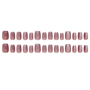 N-106- Shiny  Rose Pink - Press On Nail Set Of 24 - Free 24 Pcs Sticker Sheet Included