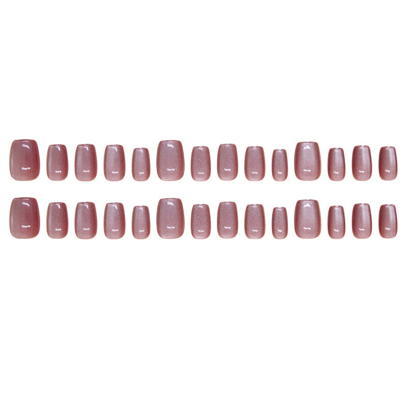 N-106- Shiny  Rose Pink - Press On Nail Set Of 24 - Free 24 Pcs Sticker Sheet Included
