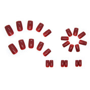 N-128 - Deep maroon   - Press On Nail Set Of 24 - Free 24 Pcs Sticker Sheet Included