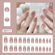 N-141 - Salmon Pink - Press On Nail Set Of 24 - Free 24 Pcs Sticker Sheet Included