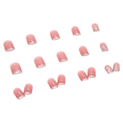N-118 - Silver Sparkle &  Pink - Press On Nail Set Of 24 - Free 24 Pcs Sticker Sheet Included