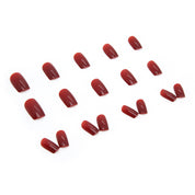 N-128 - Deep maroon   - Press On Nail Set Of 24 - Free 24 Pcs Sticker Sheet Included