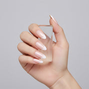 N-138 - Pink & White - Press On Nail Set Of 24 - Free 24 Pcs Sticker Sheet Included