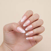 N-138 - Pink & White - Press On Nail Set Of 24 - Free 24 Pcs Sticker Sheet Included