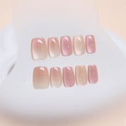 N-125 - Shiny Pink Shades - Press On Nail Set Of 24 - Free 24 Pcs Sticker Sheet Included