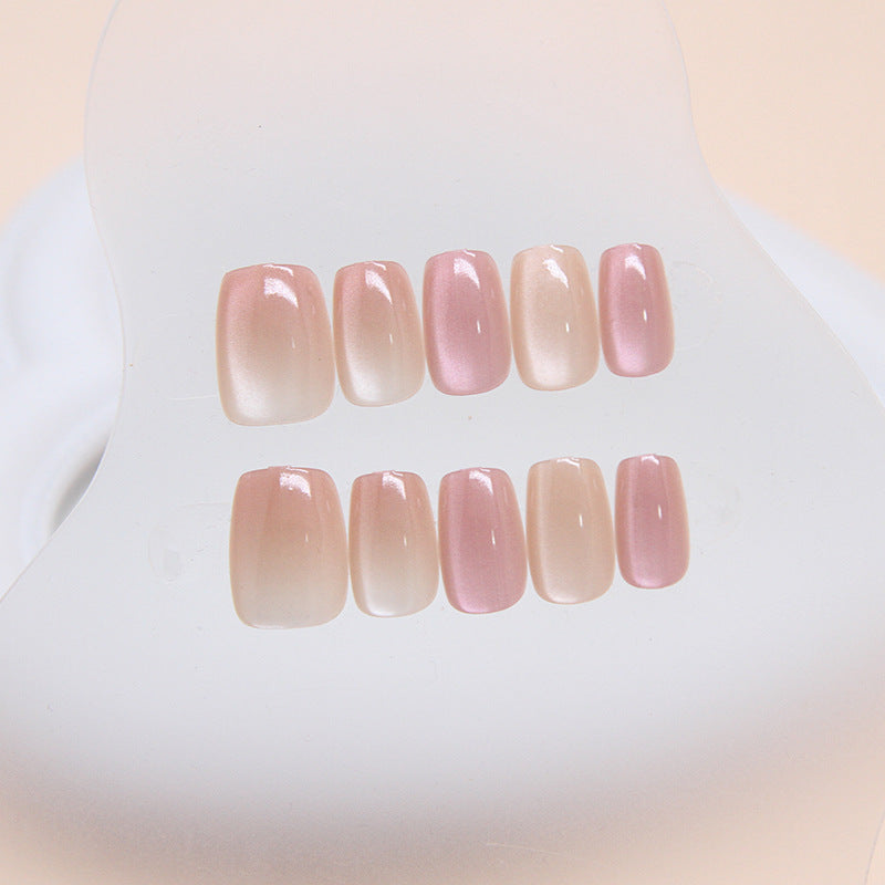 N-125 - Shiny Pink Shades - Press On Nail Set Of 24 - Free 24 Pcs Sticker Sheet Included