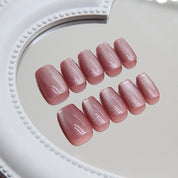 N-106- Shiny  Rose Pink - Press On Nail Set Of 24 - Free 24 Pcs Sticker Sheet Included