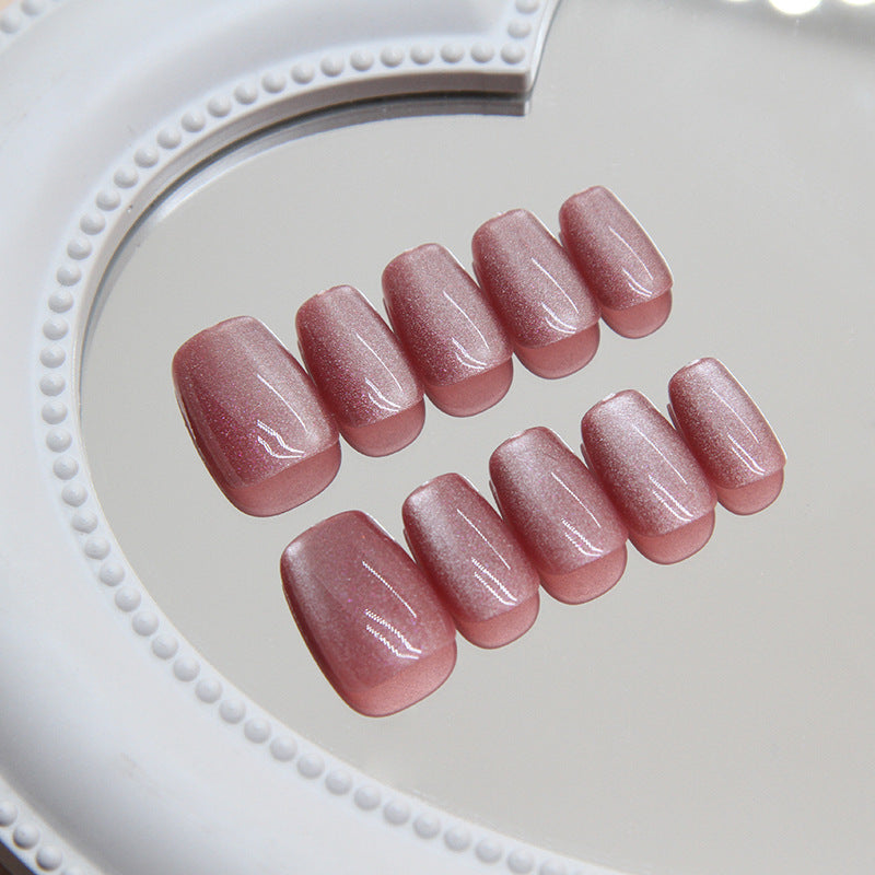 N-106- Shiny  Rose Pink - Press On Nail Set Of 24 - Free 24 Pcs Sticker Sheet Included