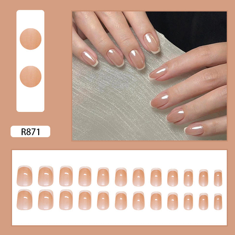 N-124 - Peachy Pink  - Press On Nail Set Of 24 - Free 24 Pcs Sticker Sheet Included