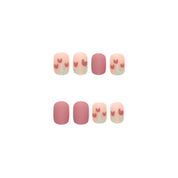 N-130 - Morandi Pink &Flowers - Press On Nail Set - Free 24 Pcs Sticker Sheet Included   Of 24