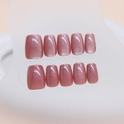 N-106- Shiny  Rose Pink - Press On Nail Set Of 24 - Free 24 Pcs Sticker Sheet Included