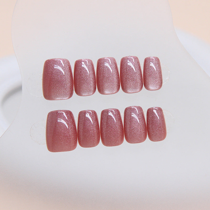 N-106- Shiny  Rose Pink - Press On Nail Set Of 24 - Free 24 Pcs Sticker Sheet Included