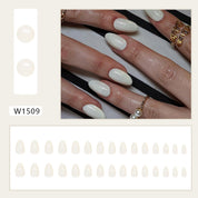 N-103 - Off White  - Press On Nail Set Of 24 - Free 24 Pcs Sticker Sheet Included