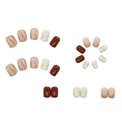 N-148 - Marbled Fancy - Press On Nail Set Of 24 - Free 24 Pcs Sticker Sheet Included
