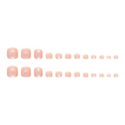 N-140 - Shiny Peachy Pink - Toenail Set Of 24 - Free 24 Pcs Sticker Sheet Included