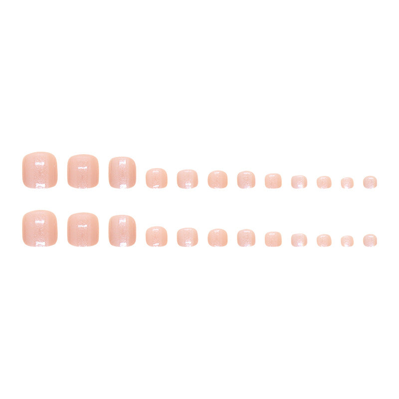 N-140 - Shiny Peachy Pink - Toenail Set Of 24 - Free 24 Pcs Sticker Sheet Included