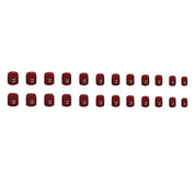 N-113 - Maroon - Press On Nail Set Of 24 - Free 24 Pcs Sticker Sheet Included