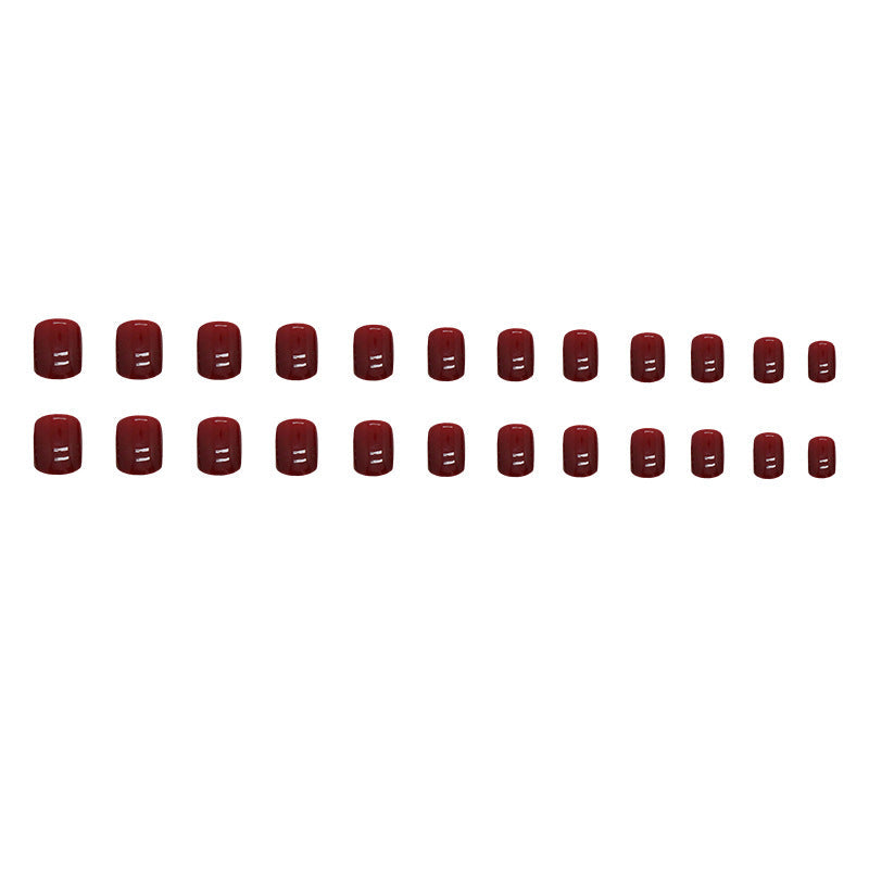N-113 - Maroon - Press On Nail Set Of 24 - Free 24 Pcs Sticker Sheet Included