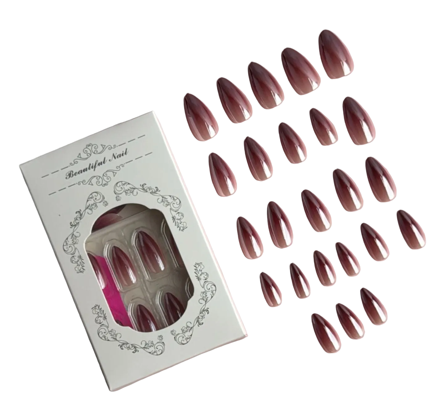 N-345 - Shiny - Press On Nail Set Of 24 - Free Nail Kit Included